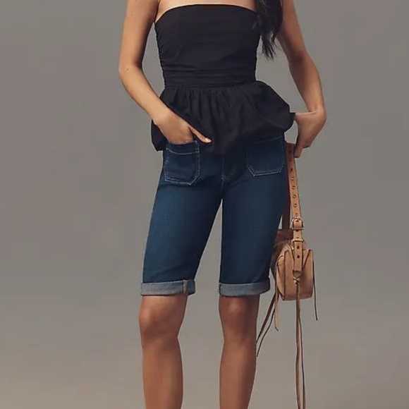 Pilcro Mid-Rise Patch Pocket Denim Bermuda Shorts - Picture 3 of 9